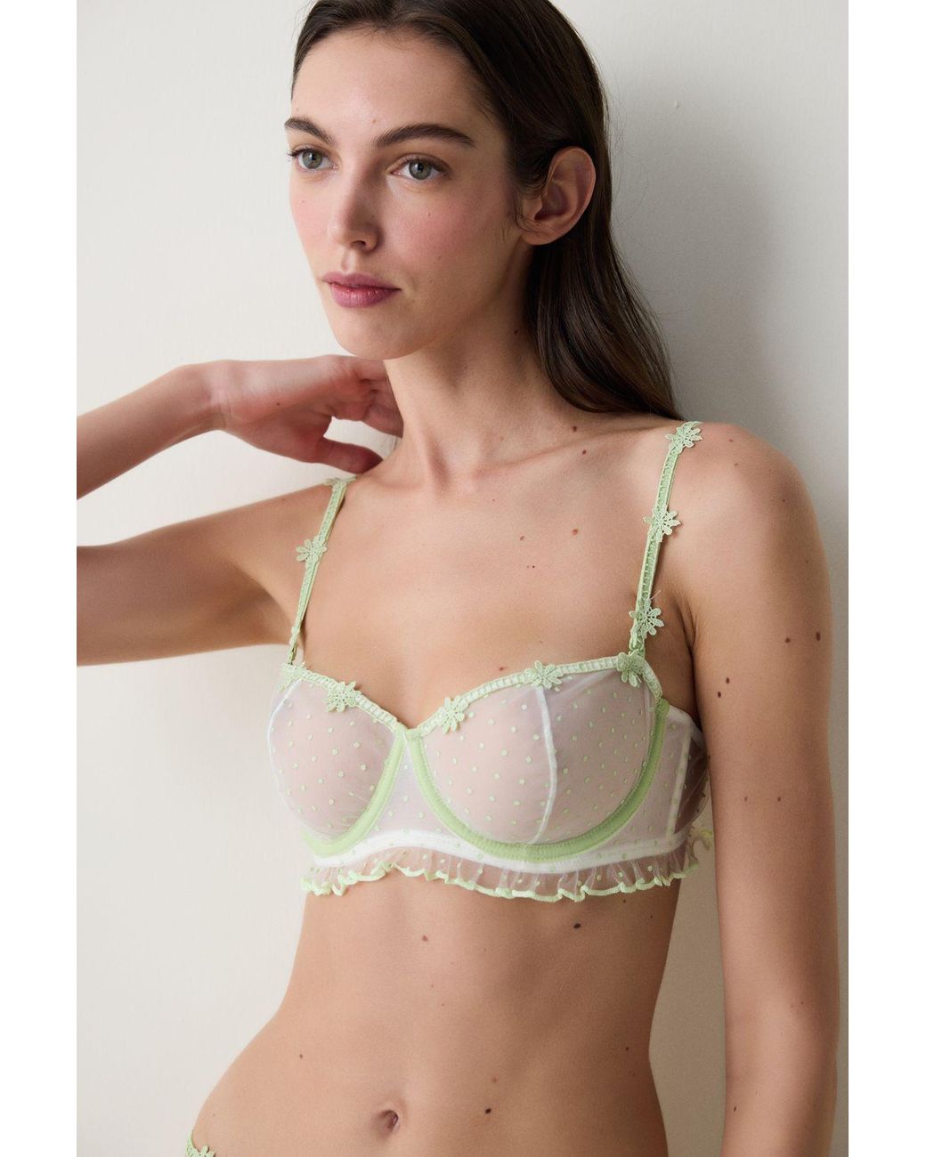Penti Brown Polka Dot Lace Underwired Bra