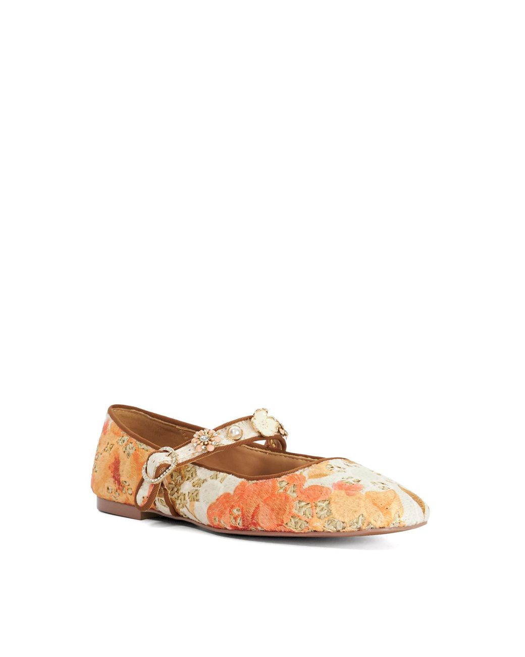 Dune Natural Hennrietta Floral Mary Janes