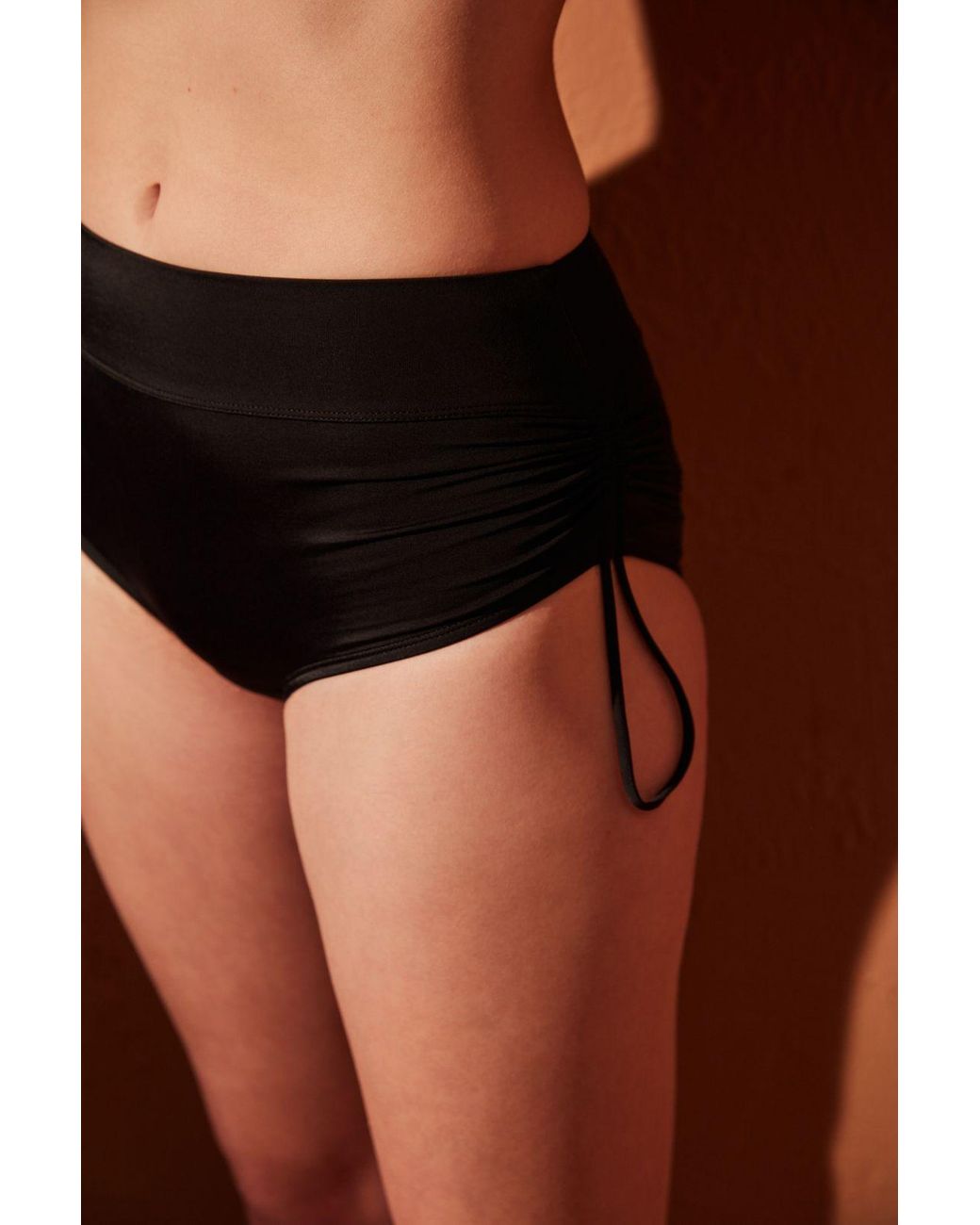Penti Black High-Waist Shirred Hipster Bikini Bottoms