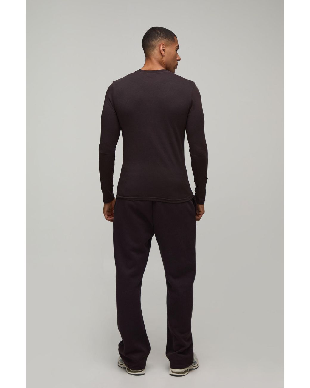 BoohooMAN Blue Essential Muscle Fit Long Sleeve T-Shirt for men