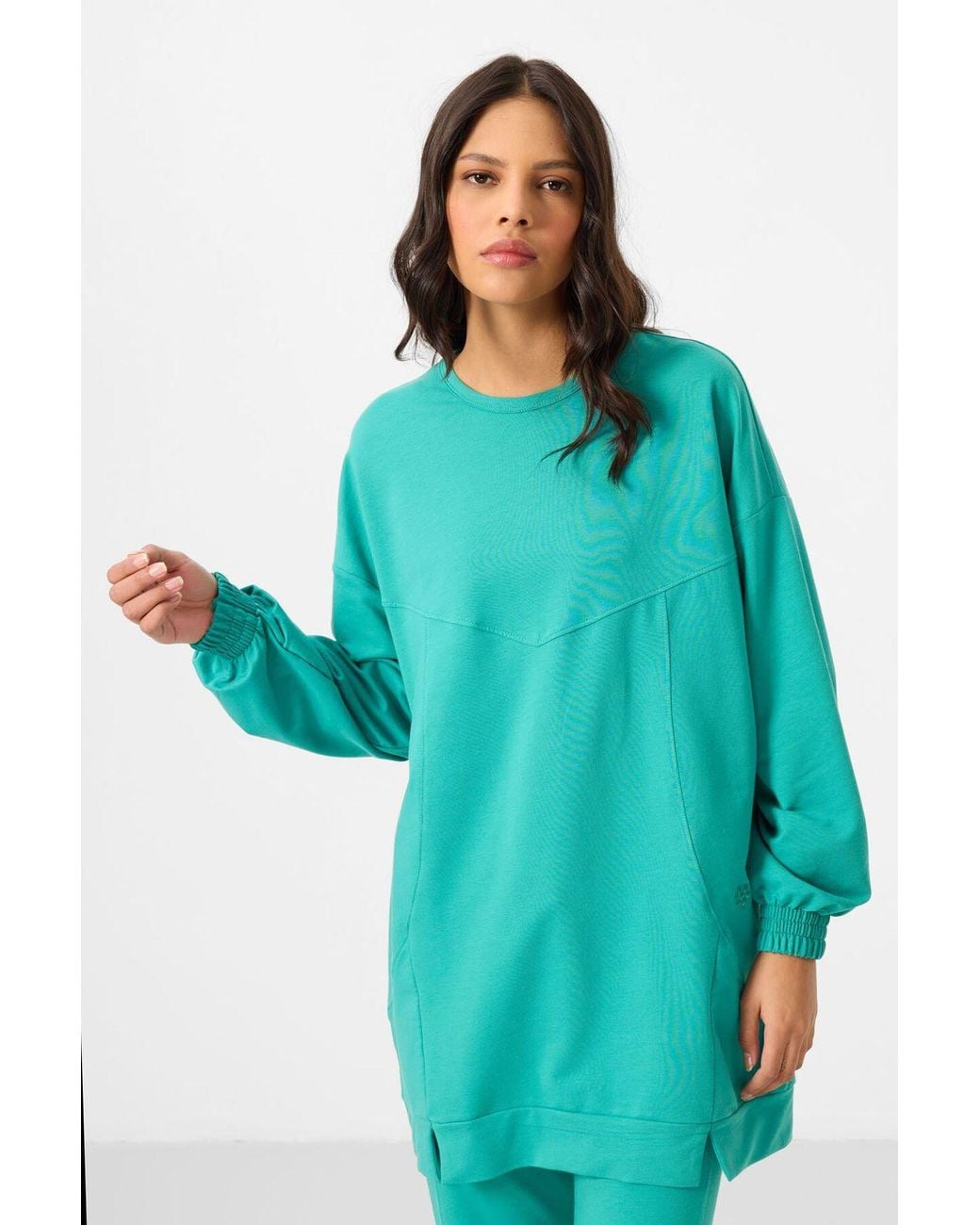 TOMMY LIFE Blue Oversized Fleece Sweatshirt And Pants Set