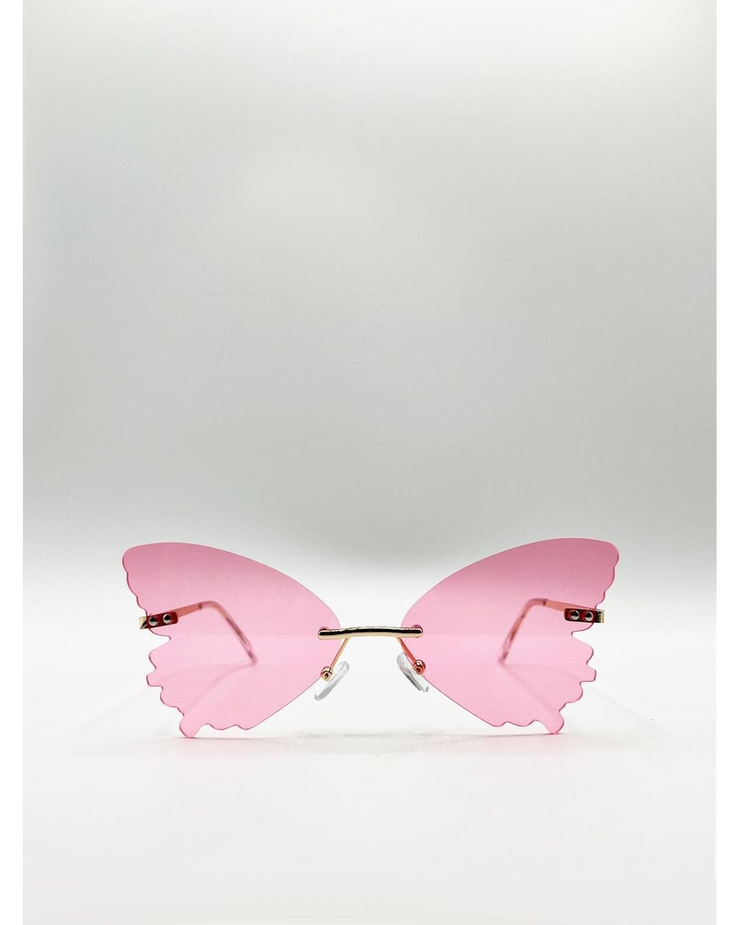 SVNX Pink Frameless Butterfly Sunglasses