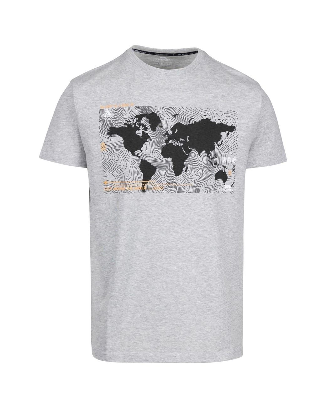 Trespass Gray Chera Geographic Print Crew Neck Short Sleeve T-Shirt for men