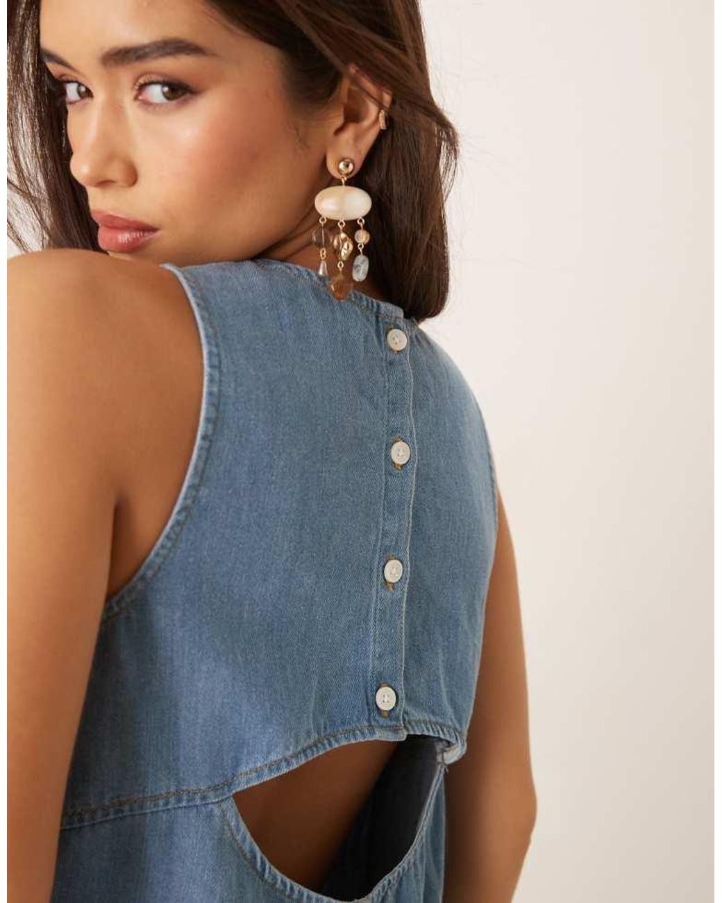 Nobody's Child Blue Denim Swing Dress With Cut Out Back
