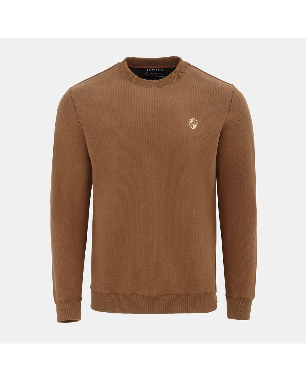 Howick Brown Crew Neck Jumper for men