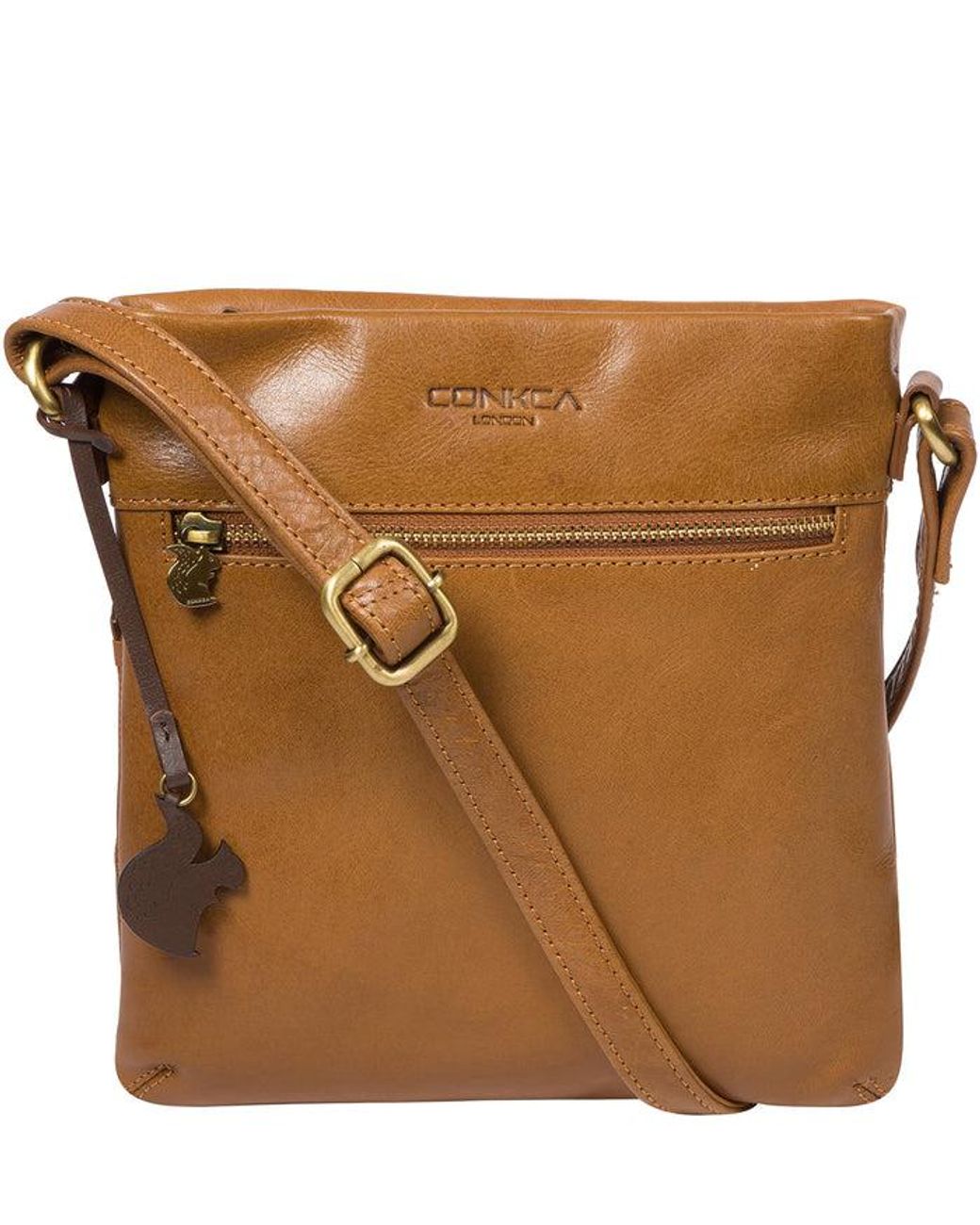 Conkca Brown 'Yayoi' Dark Leather Cross Body Bag