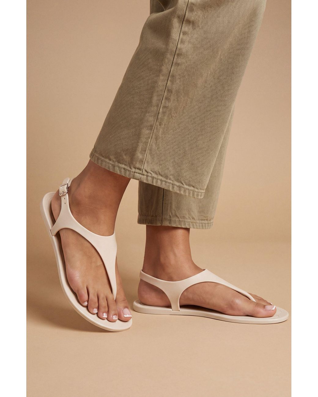 Oasis Natural Patricia Jelly Slingback Toe Post Flat Sandals
