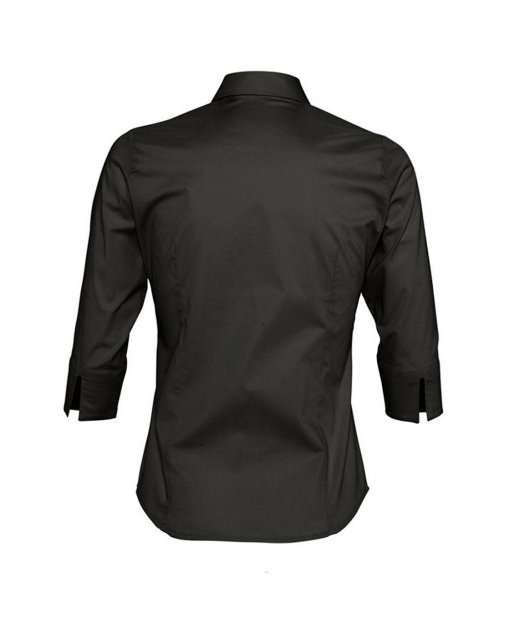 Sol's Black Ladies Effect 3/4 Sleeve Fitted Work Shirt