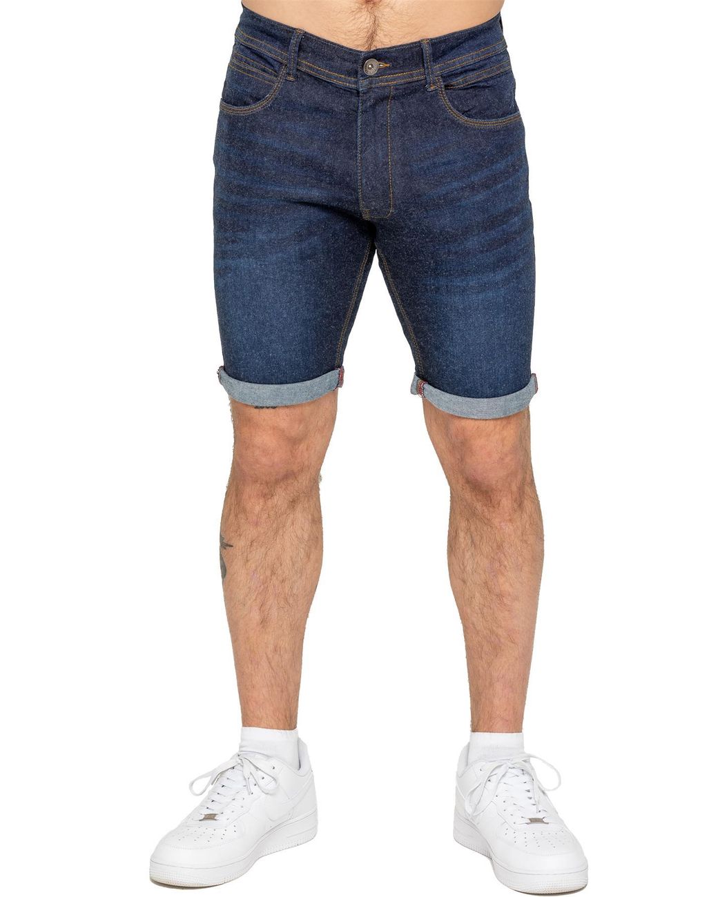Enzo Slim Fit Denim Shorts in het Blue voor heren