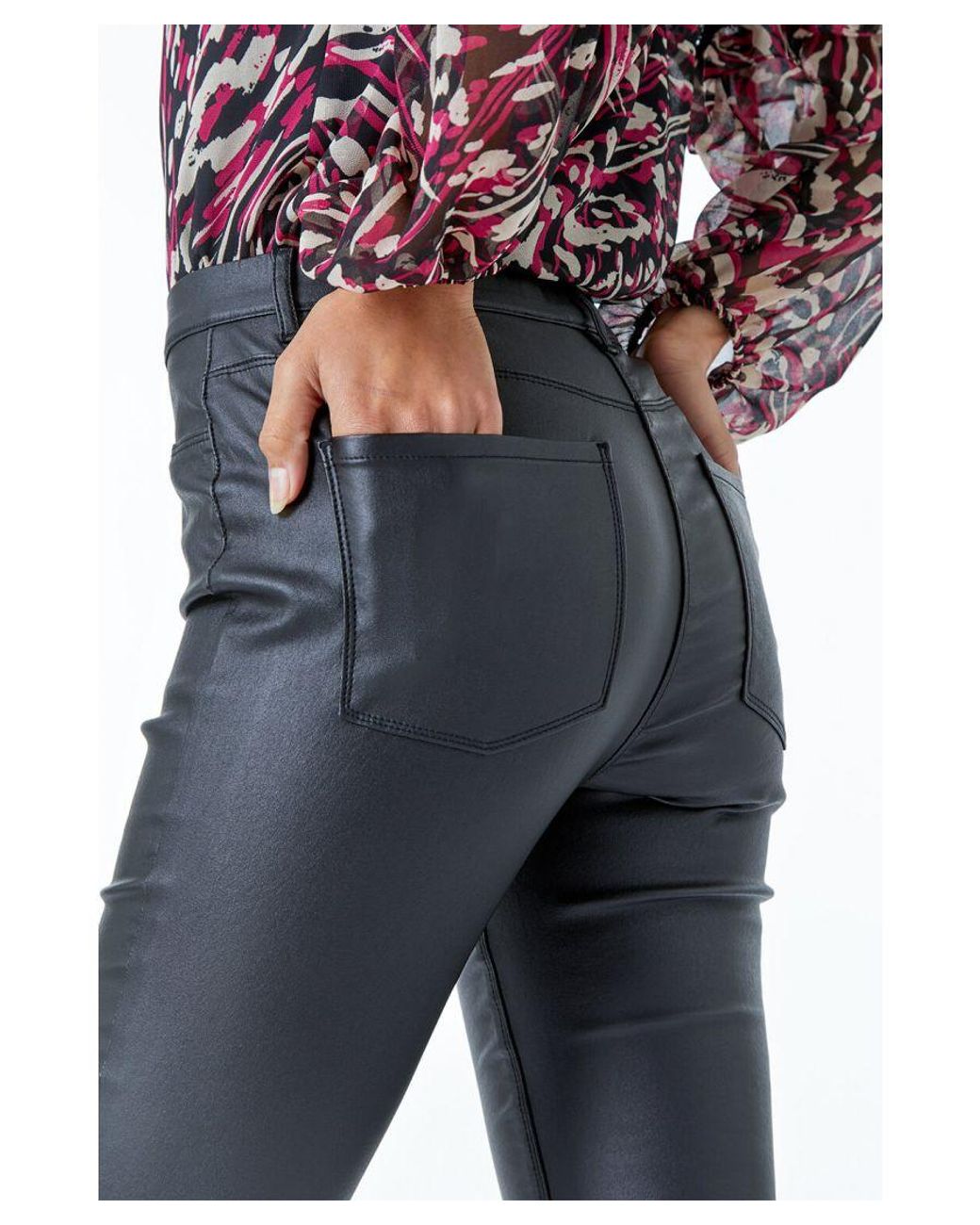Roman Blue Coated Faux Leather Jeggings