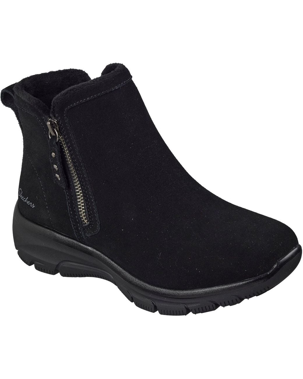 Skechers Blue Easy Going Urban Zip Leather Boots