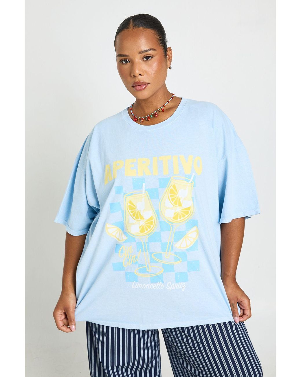 Boohoo White Plus Aperitivo Printed T Shirt
