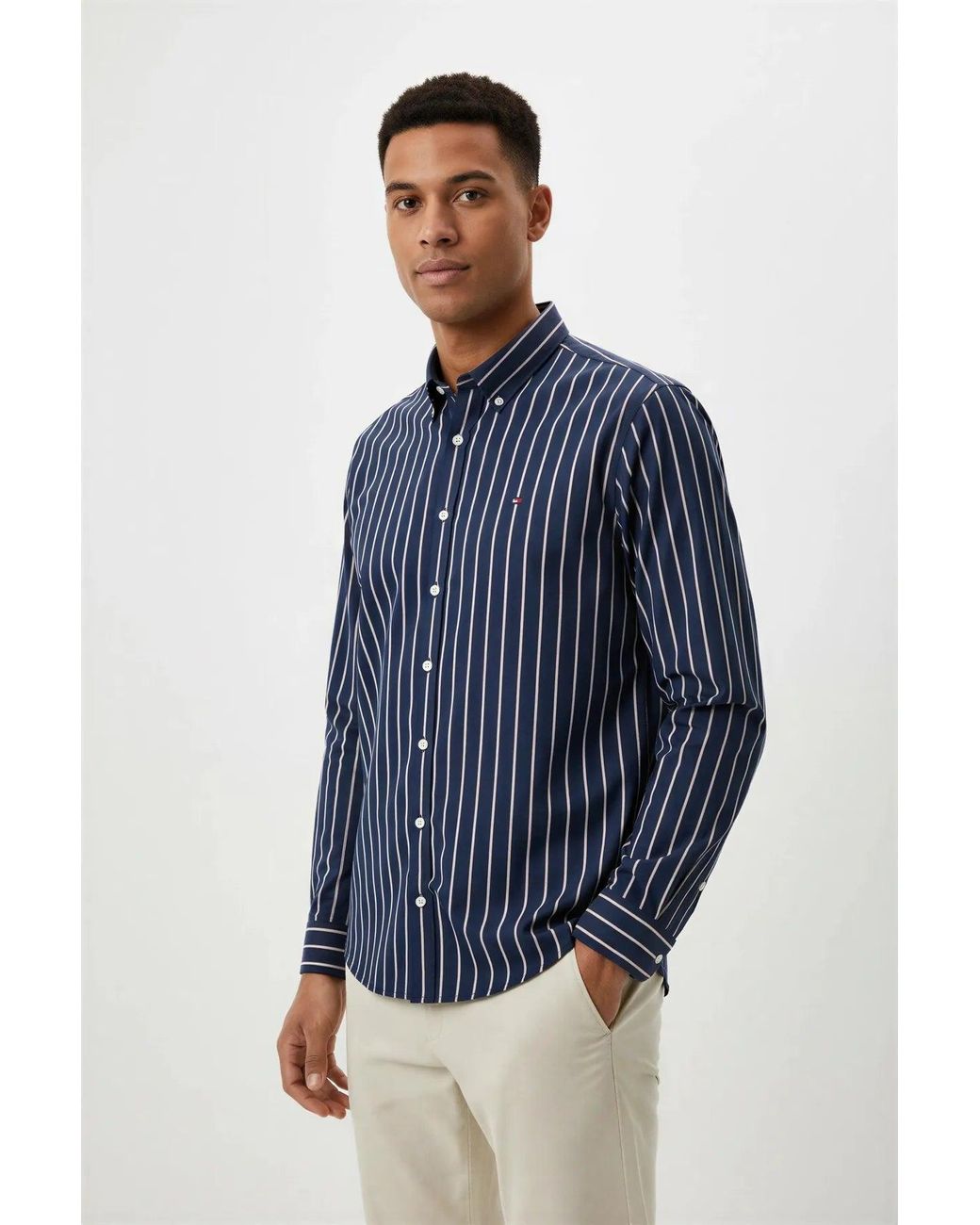 Tommy Hilfiger Blue Striped Cotton Shirt for men