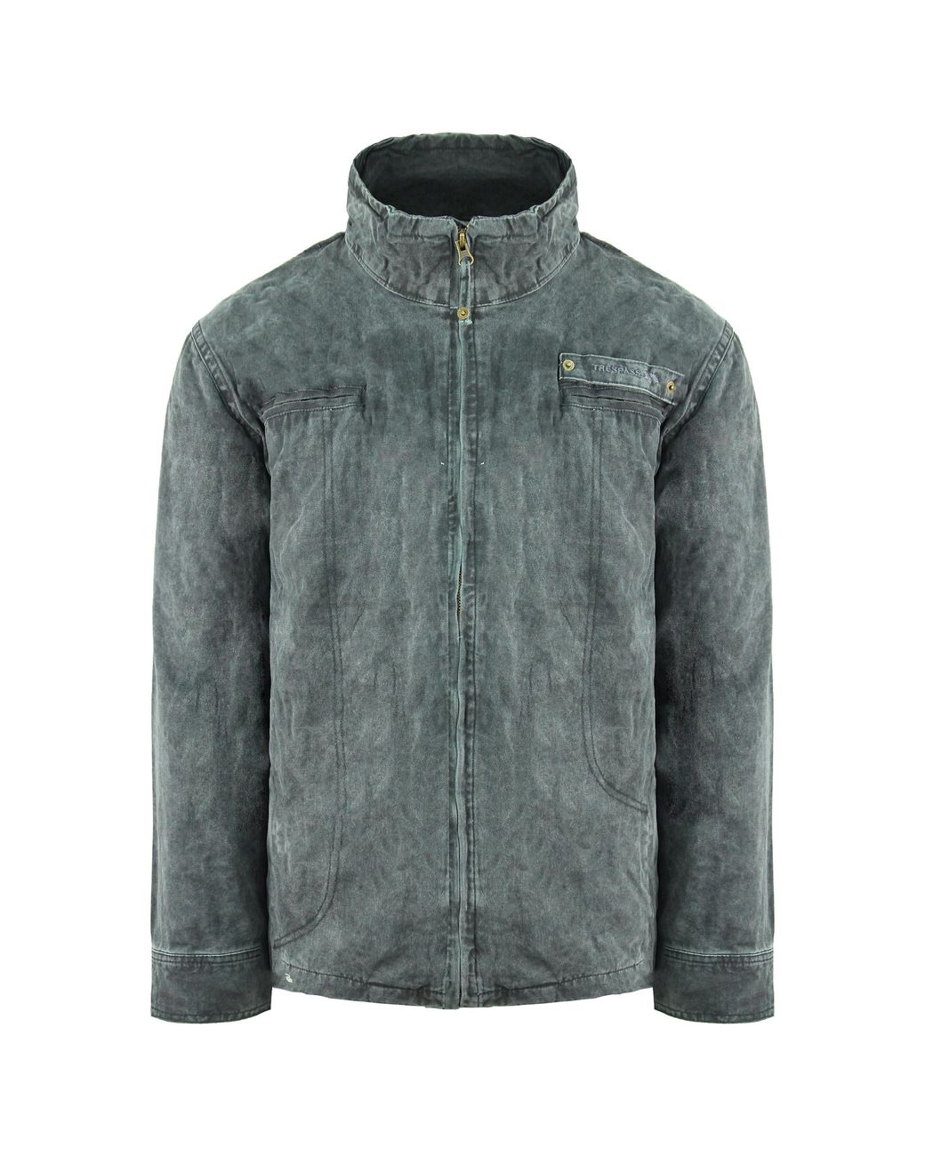 Trespass Gray Long Sleeve Zip Up Southgate Canvas Jacket Majkcad10007 Shark Cotton for men