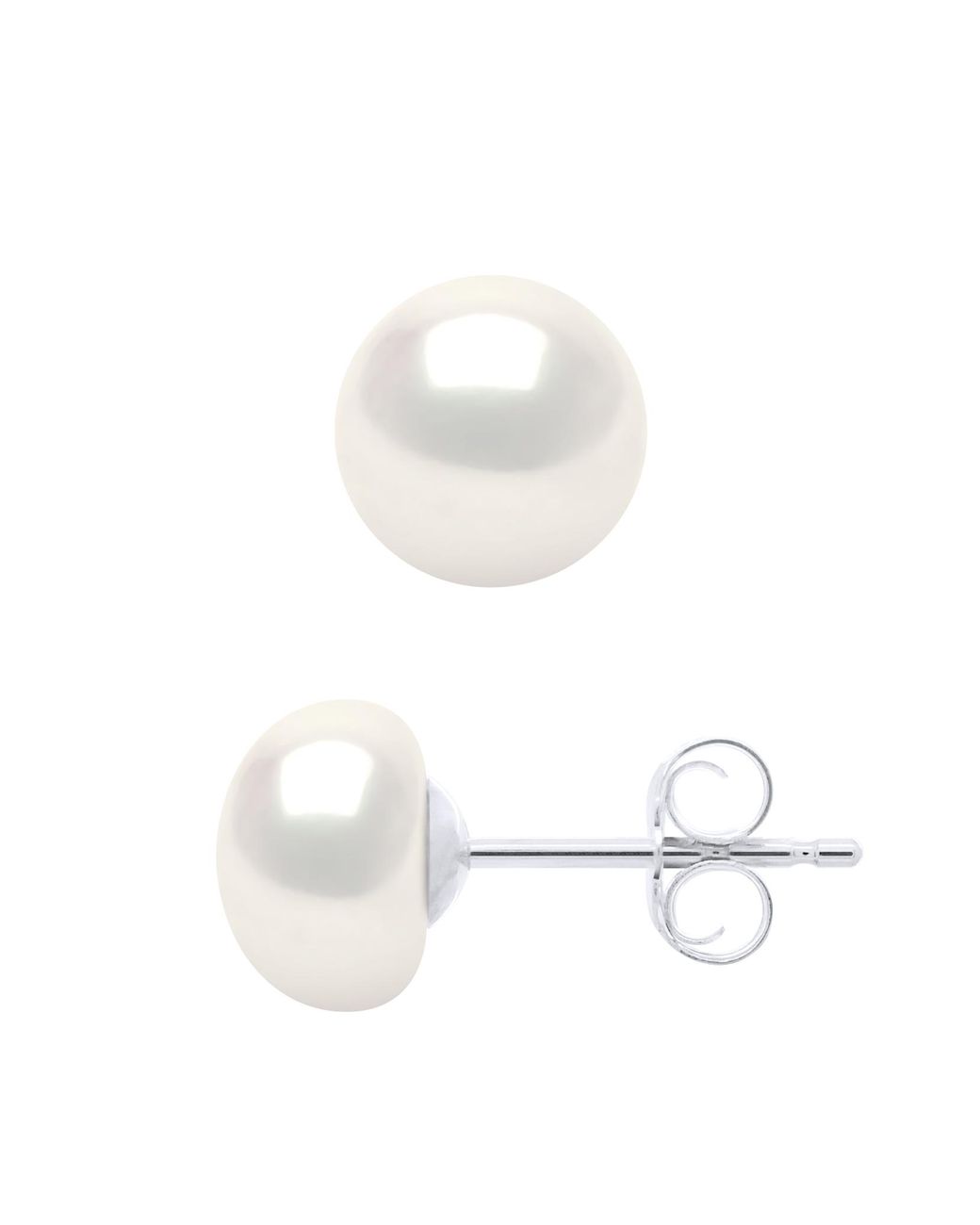 Ateliers Saint Germain White Earrings Of 925 And Real Cultured Freshwater Pearls Button 7-8 Mm