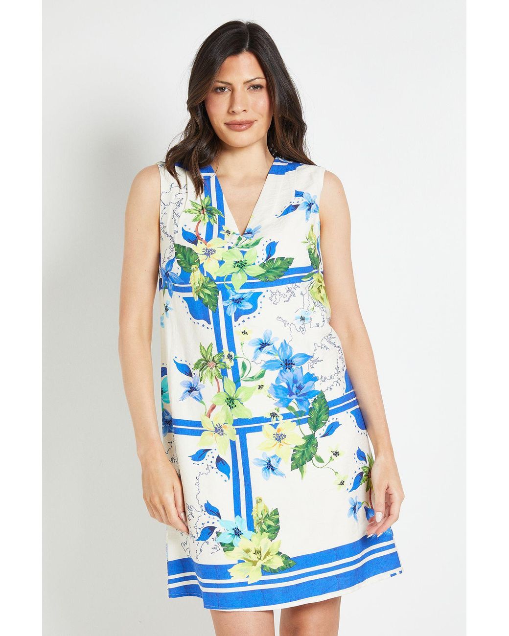 Wallis Blue Tropical Sleeveless Shift Dress