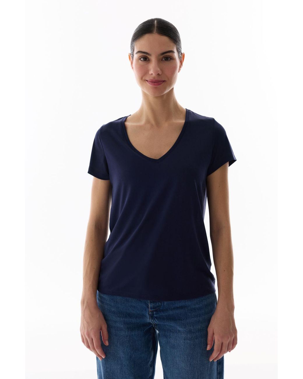 Penti Blue Oversized V-Neck Long T-Shirt
