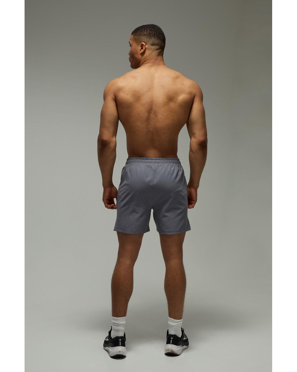 BoohooMAN Gray Active Stretch Woven Bungee Adjuster 7Inch Shorts for men