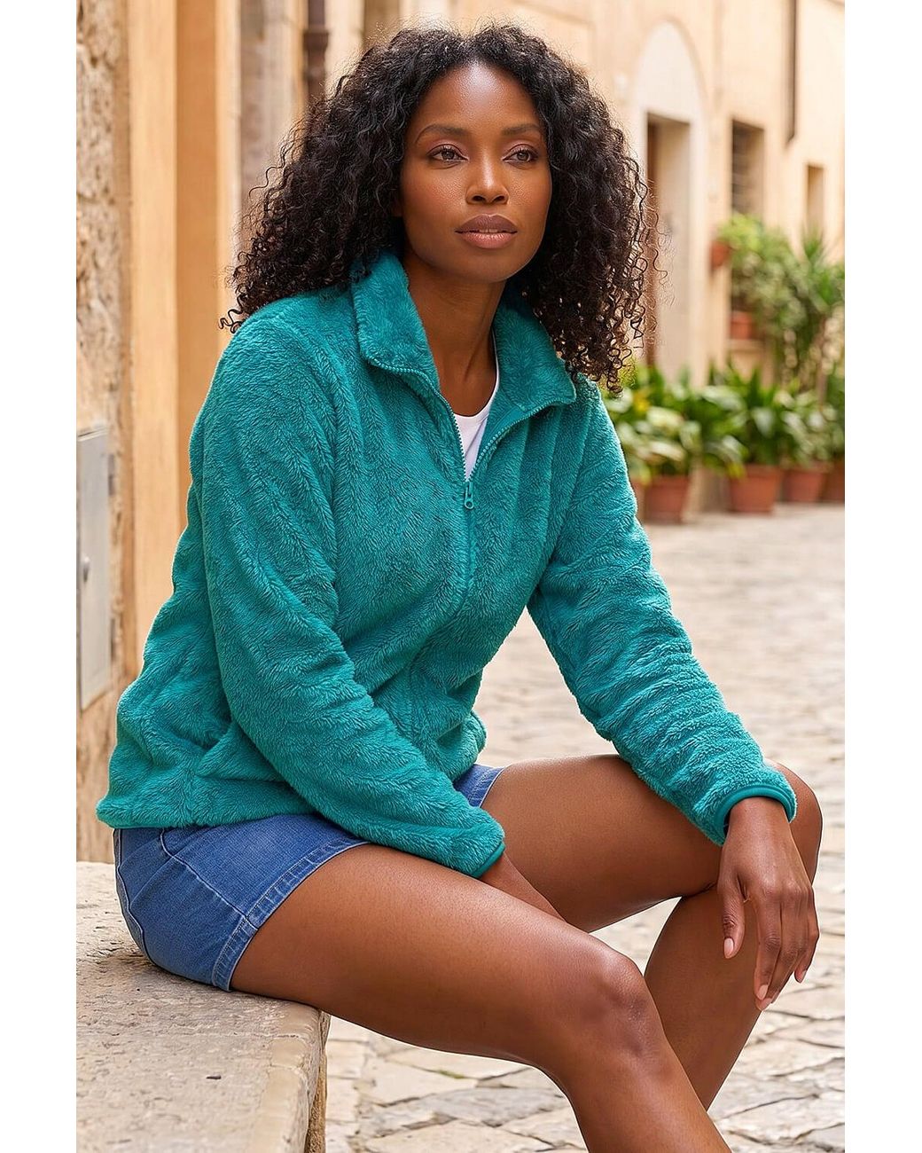 Roman Blue Soft Sherpa Fleece Jacket