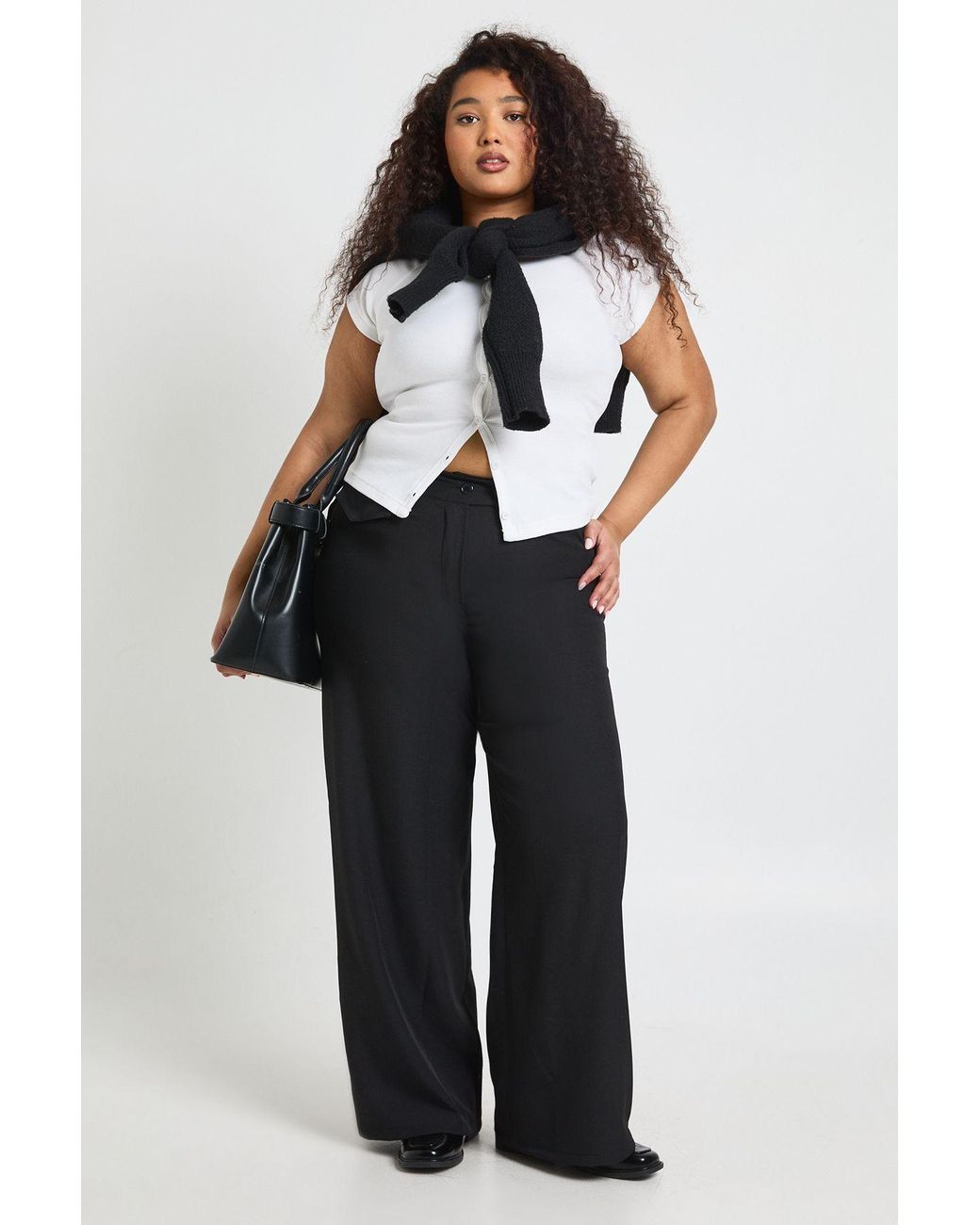 Boohoo Blue Plus Woven Pocket Detail Wide Leg Trouser