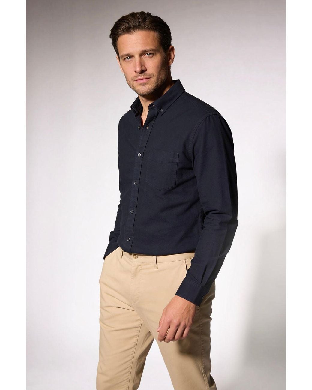 Secret Label Blue Oxford Cotton Long Sleeve Shirt for men