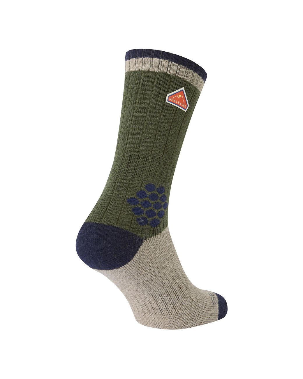 SealSkinz Green Recycled Wool Mid Colour Block Hiking Socks For And