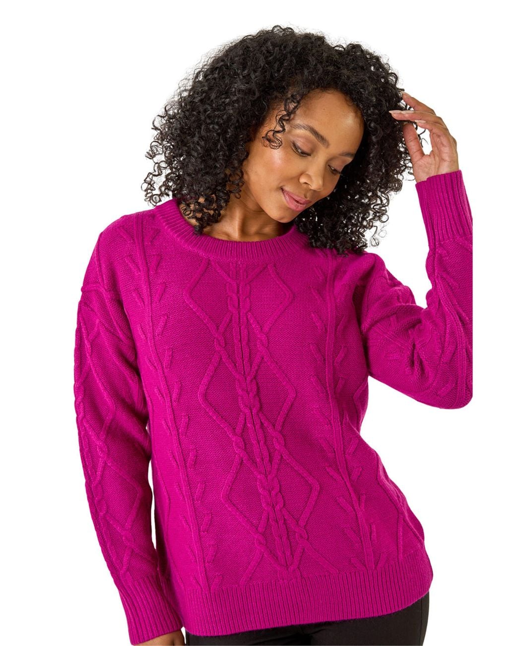 Roman Pink Petite Cable Knit Jumper
