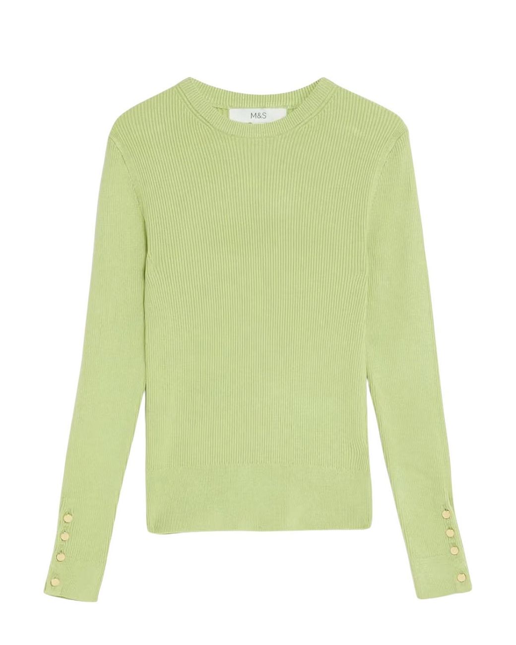 Secret Label Green Ribbed Button Detail Crew Neck Jumper
