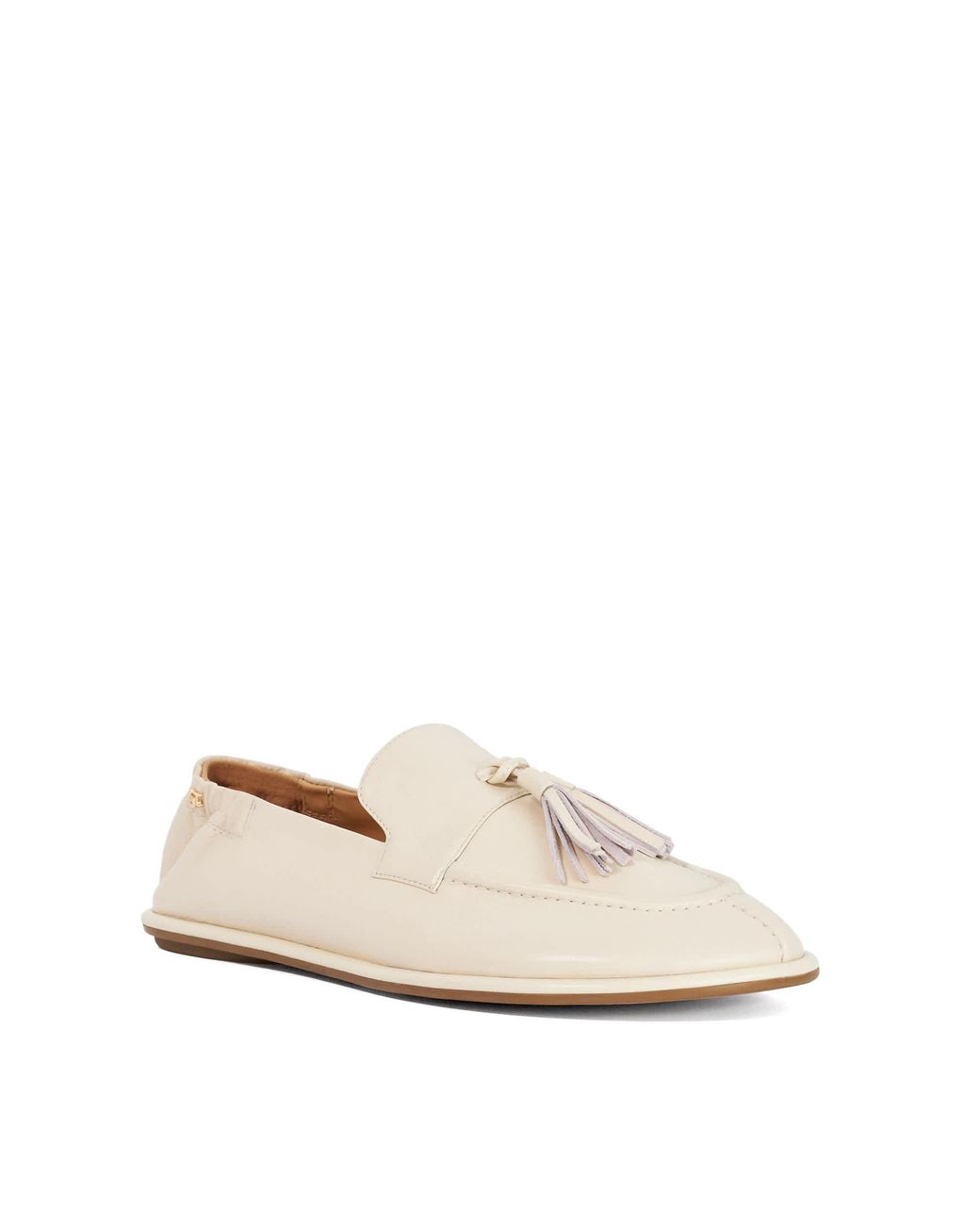 Dune White Grounding Suede Round Toe Tassel Loafers