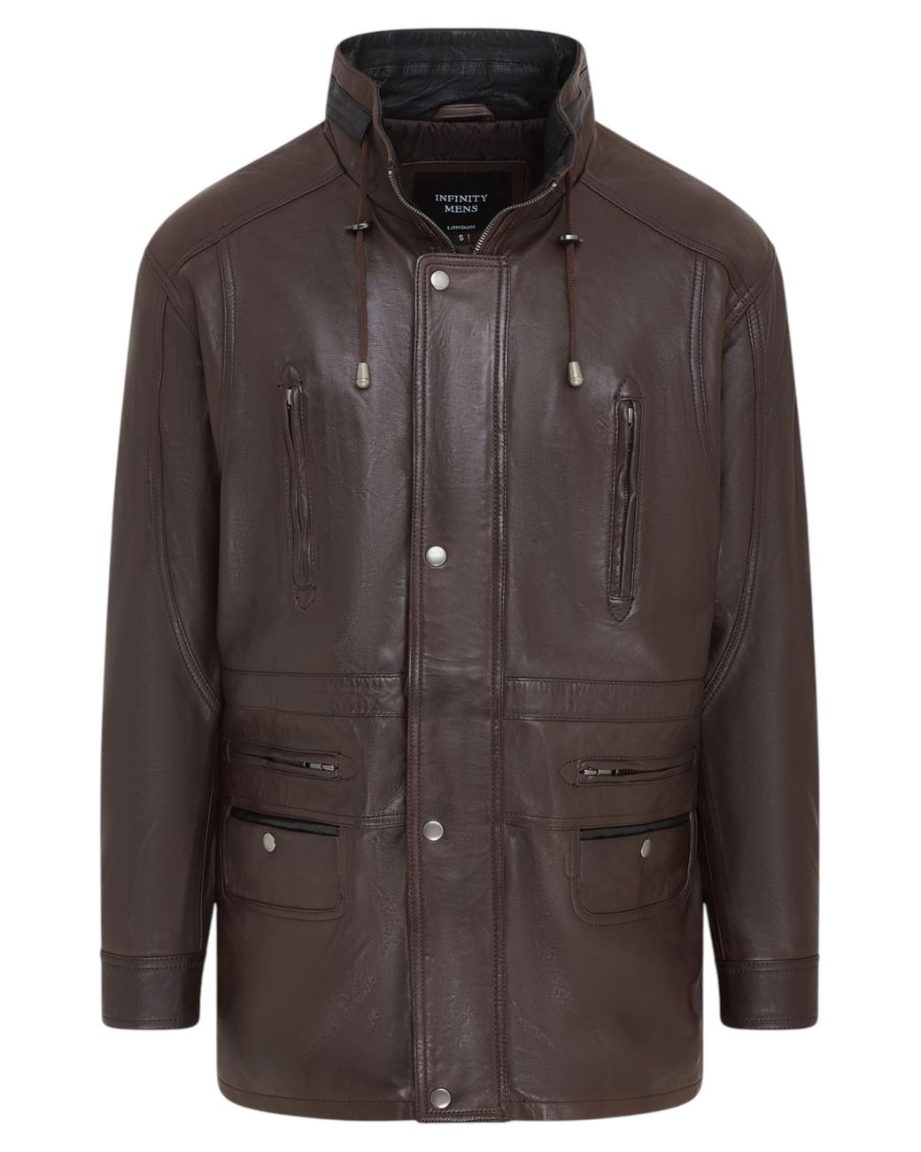 Infinity Leather Black Soft Italian Parka Coat-Winnipeg Lamb Leather for men