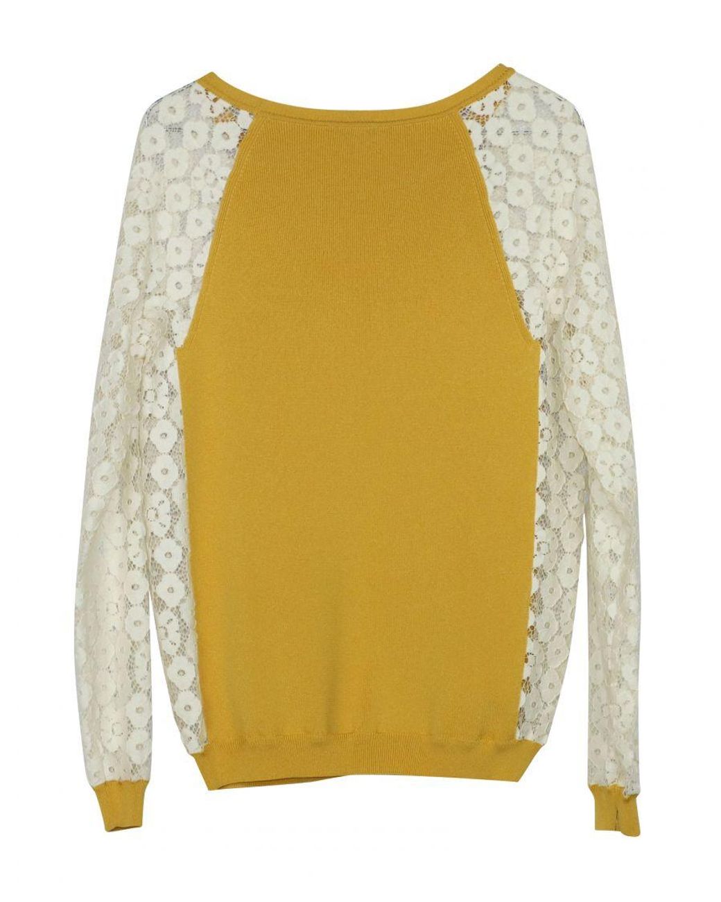 Moschino Yellow Cheap And Chic Knit Sweater With Lace Sleeves