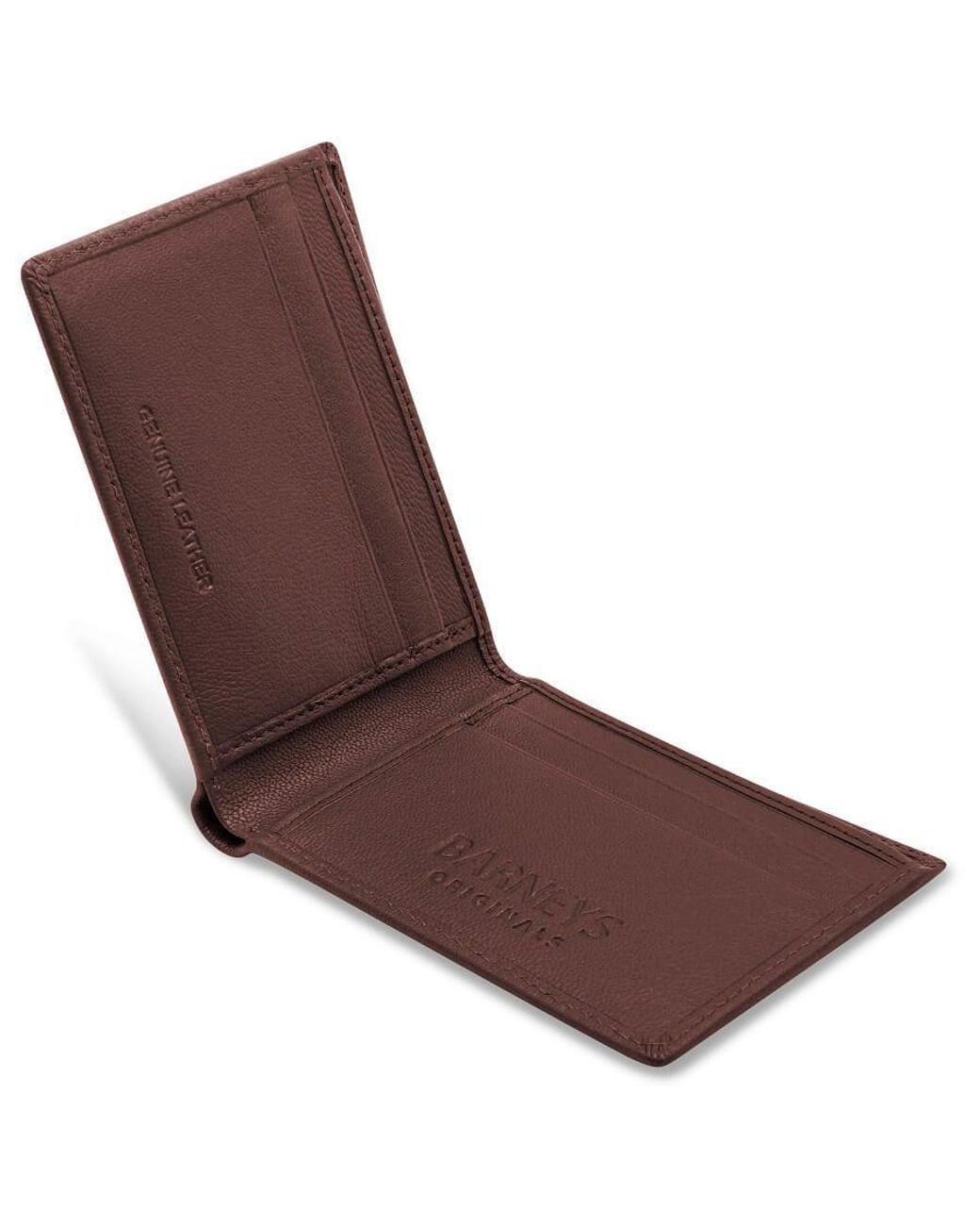 Barney's Originals Brown Real Leather Bi Fold Rfid Wallet for men