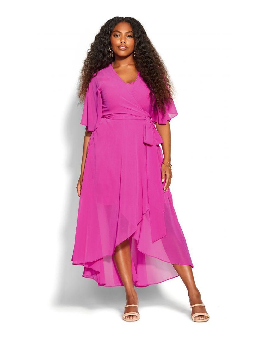 City Chic Pink Plus Size Enthrall Me Maxi Dress Lipstick