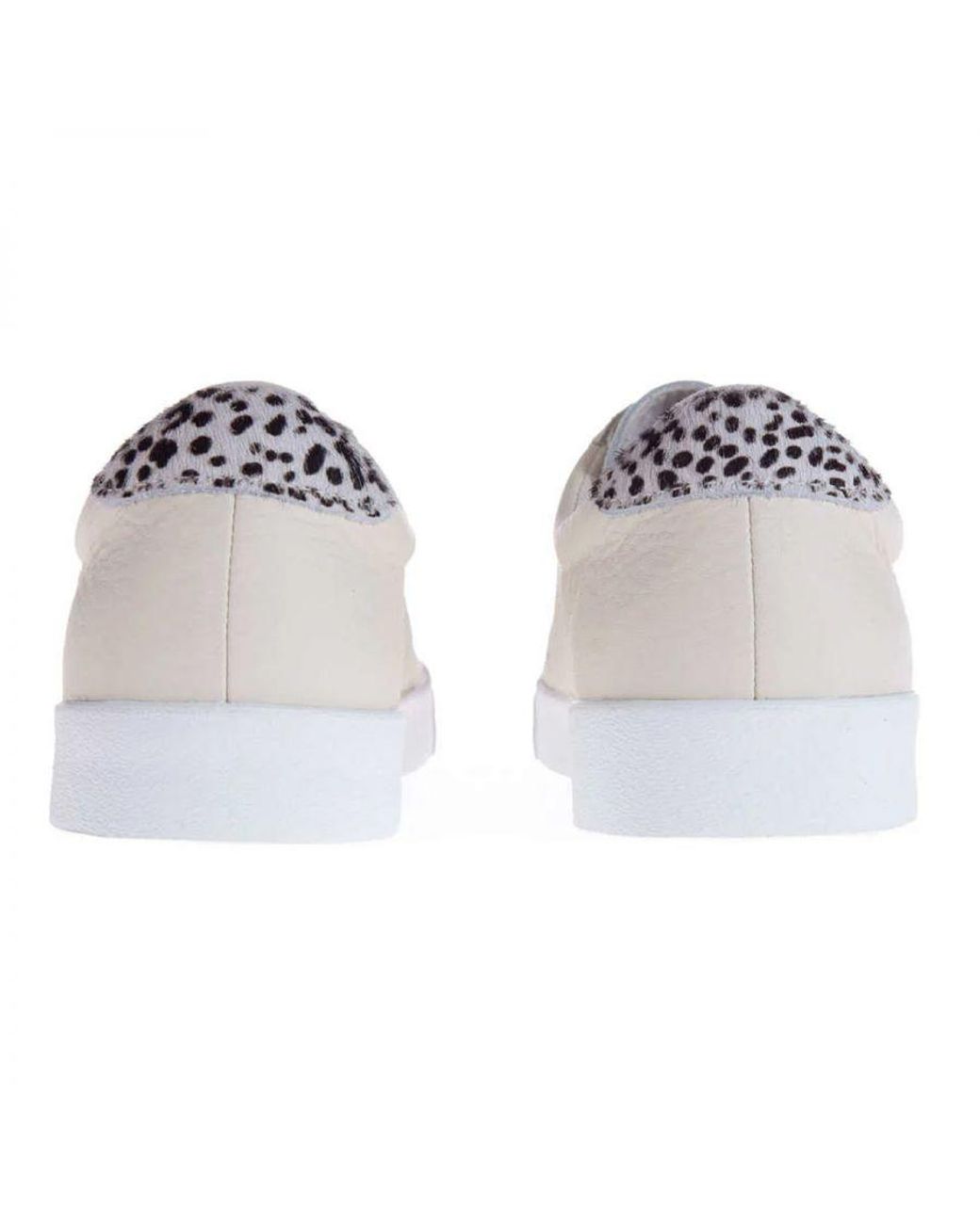 Superga Gray Ladies 2843 Club S Dalmatian Print Tumbled Leather Trainers Gesso)