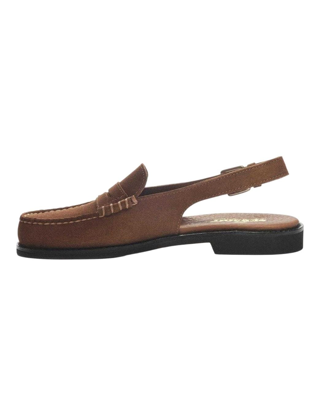 Sebago Brown Ladies Dan Flesh Out Suede Sandals Cognac)