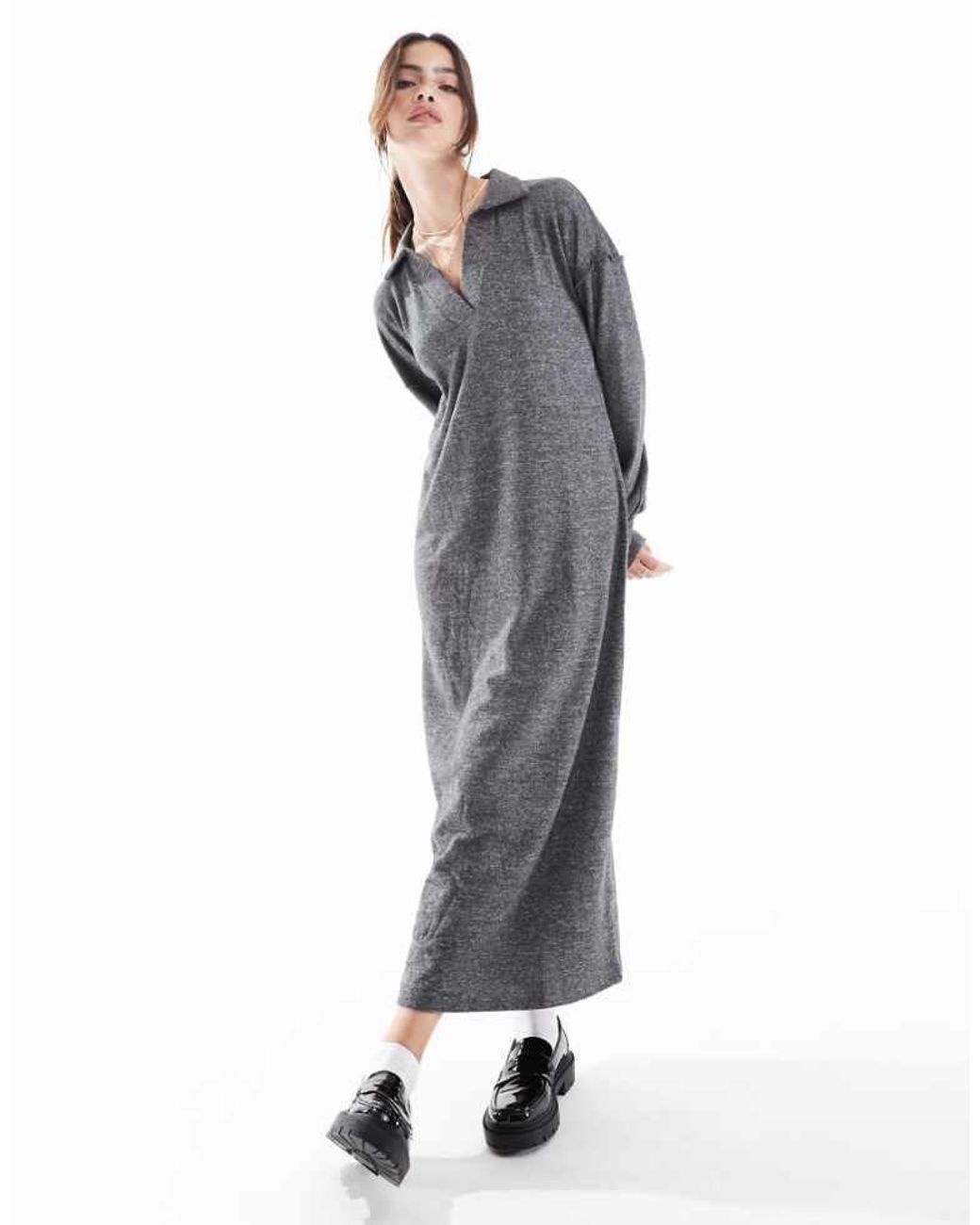 Vero Moda Gray Supersoft Polo Neck Ankle Dress