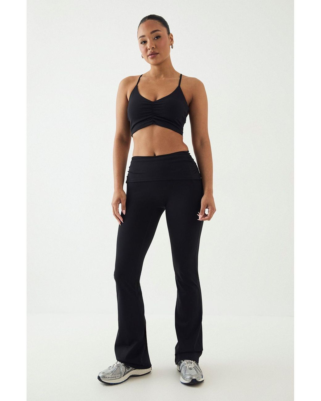 DSGN Studio Blue Sculpt Fold Over Waist Flared Legging