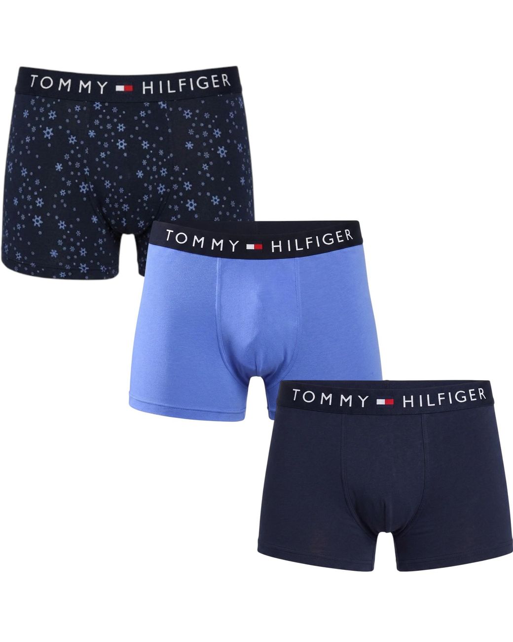 Tommy Hilfiger Blue Trunks 3 Pack Th Orginal Logo Wasiband Stretch Soft for men