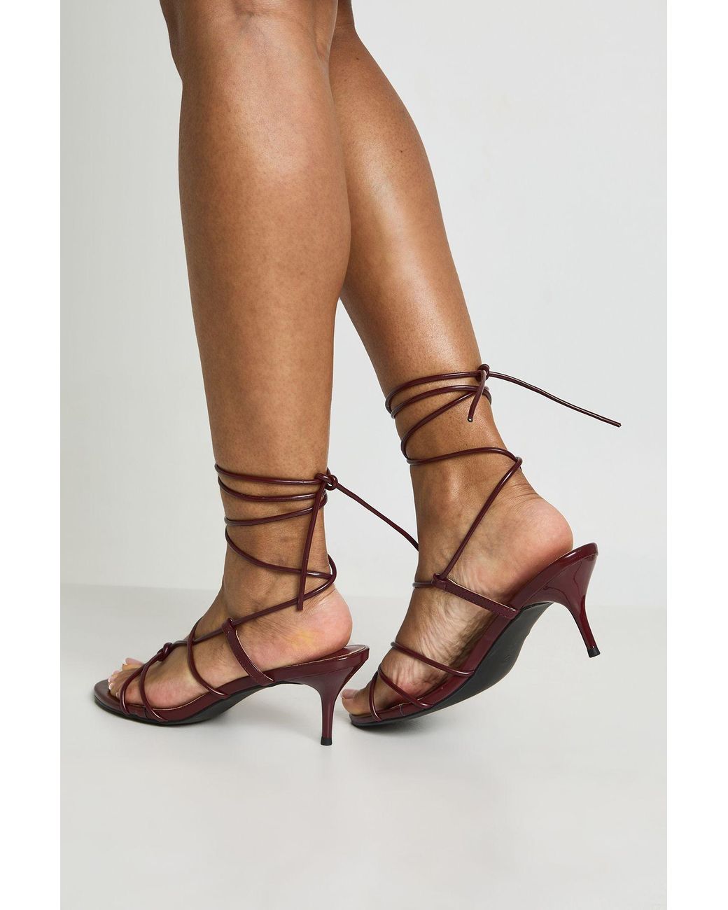 Boohoo Natural Wide Fit Strappy Low Stiletto Heels