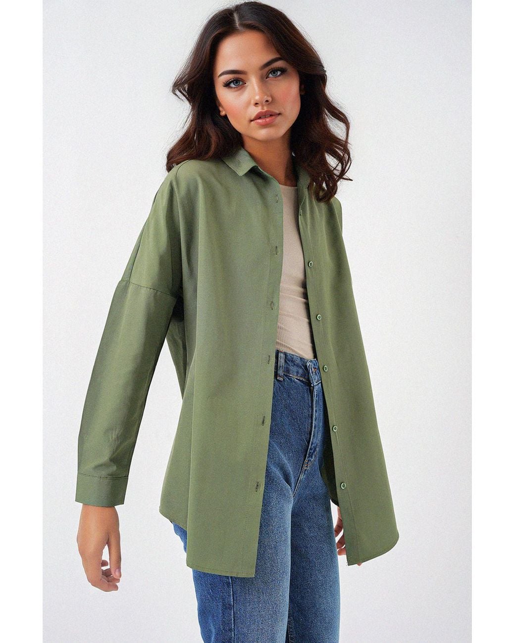 Bigdart Green Oversized Poplin 2-Pack Shirt