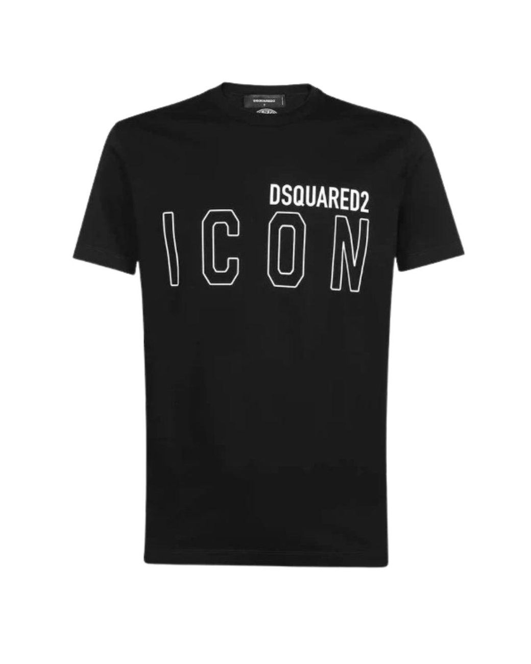 DSquared² Black Icon Outline Logo T-Shirt Cotton for men