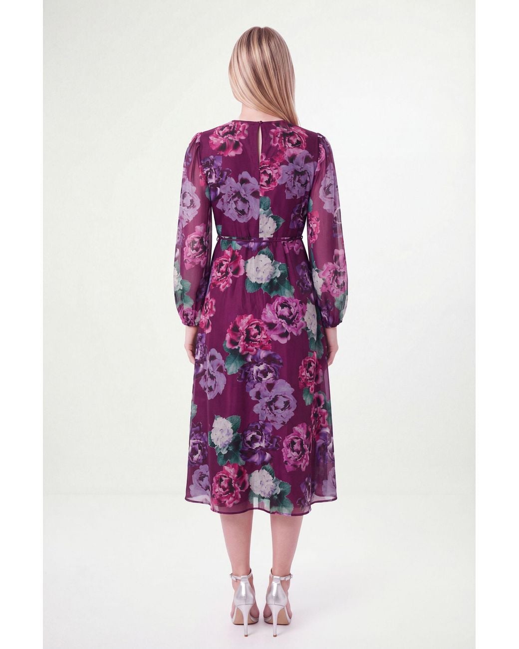 Wallis Purple Petite Floral Organza Midi Dress
