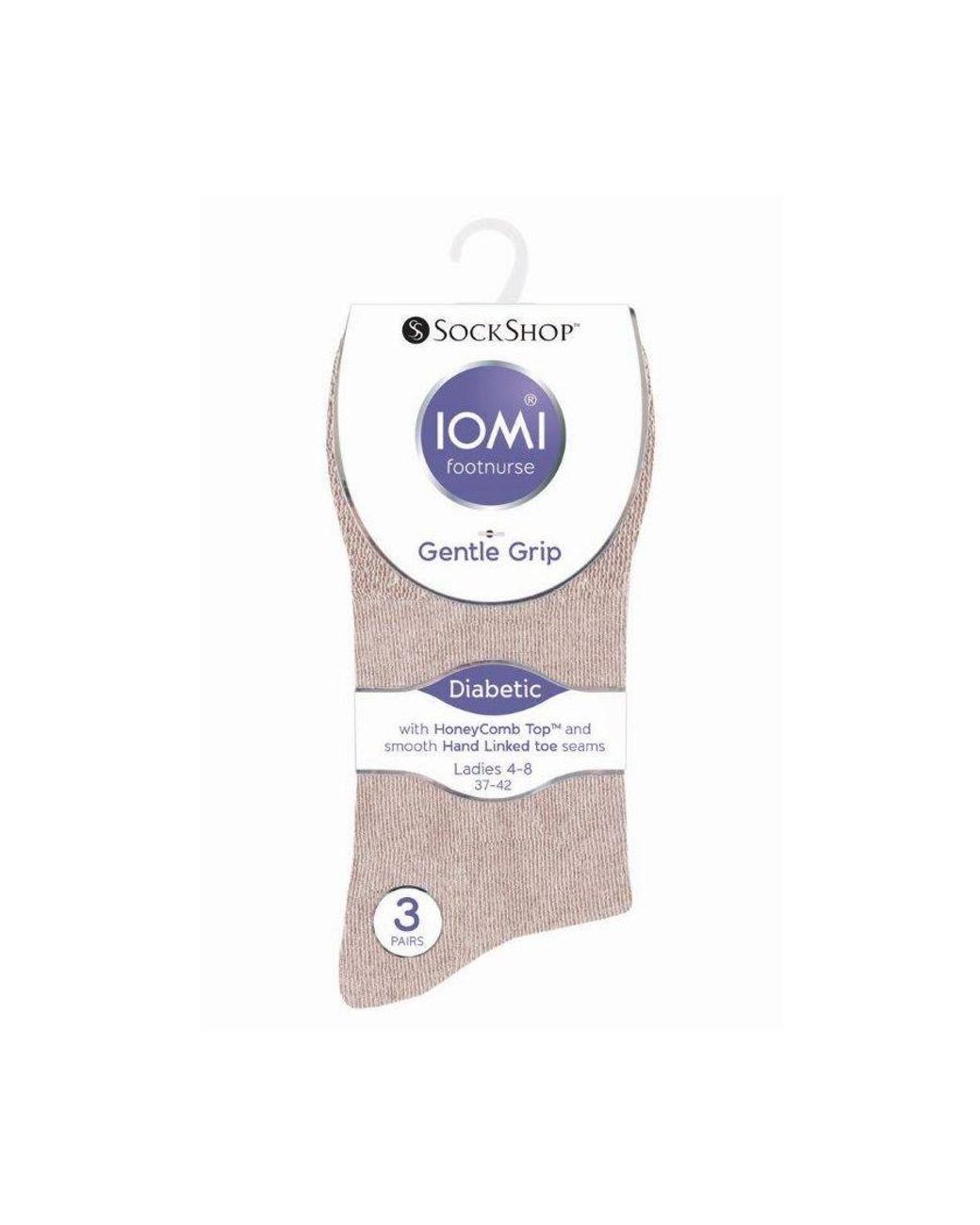IOMI Pink Ladies 6 Pack Non Elastic Diabetic Socks With Hand Linked Toe Seams