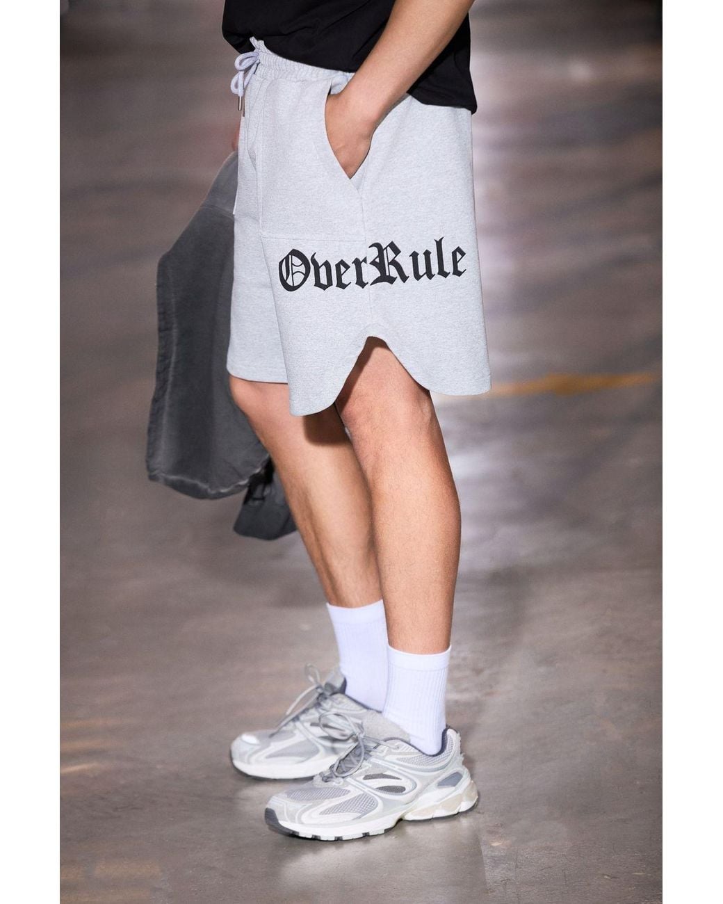 Grimelange Gray Printed Straight-Leg Sweat Shorts for men