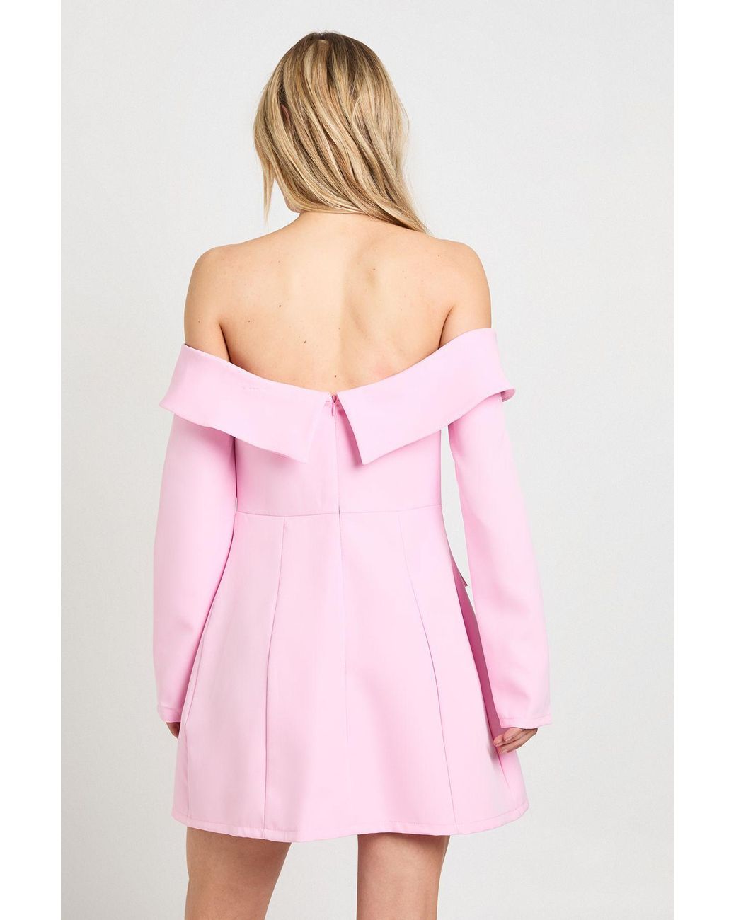Boohoo Pink Petite Bardot Structured Mini Dress