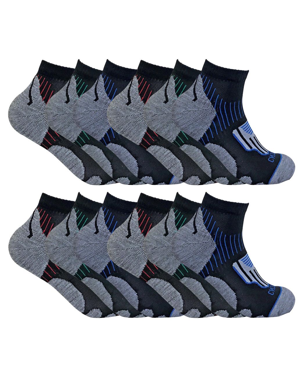 Sock Snob Blue 12 Pair Multipack Cycling Socks for men
