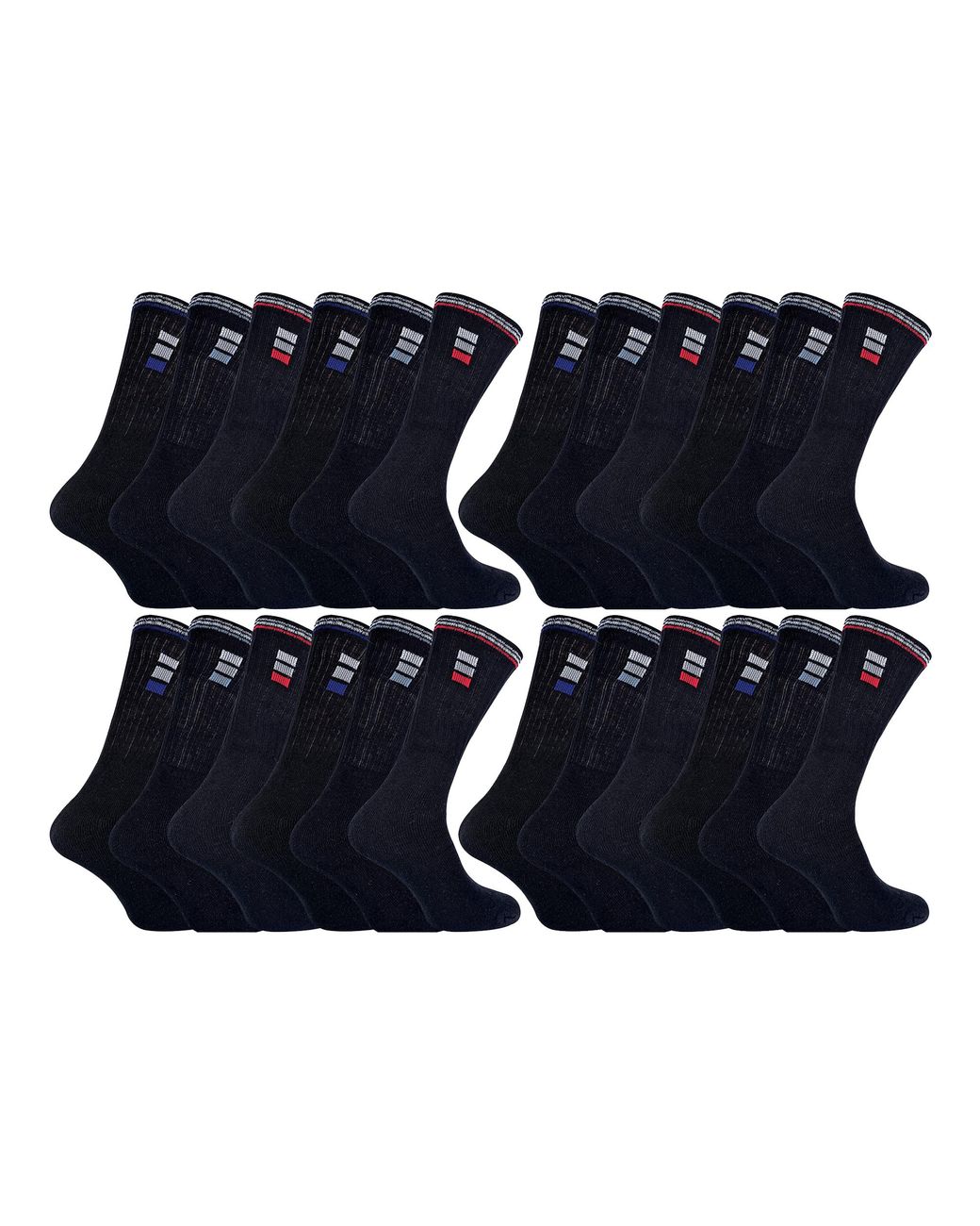 Sock Snob Blue 24 Pairs Multipack Classic Sport Breathable Socks for men