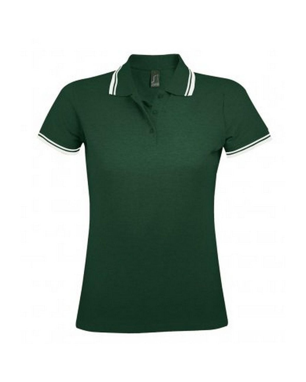 Sol's Green Ladies Pasadena Tipped Short Sleeve Pique Polo Shirt (Forest/