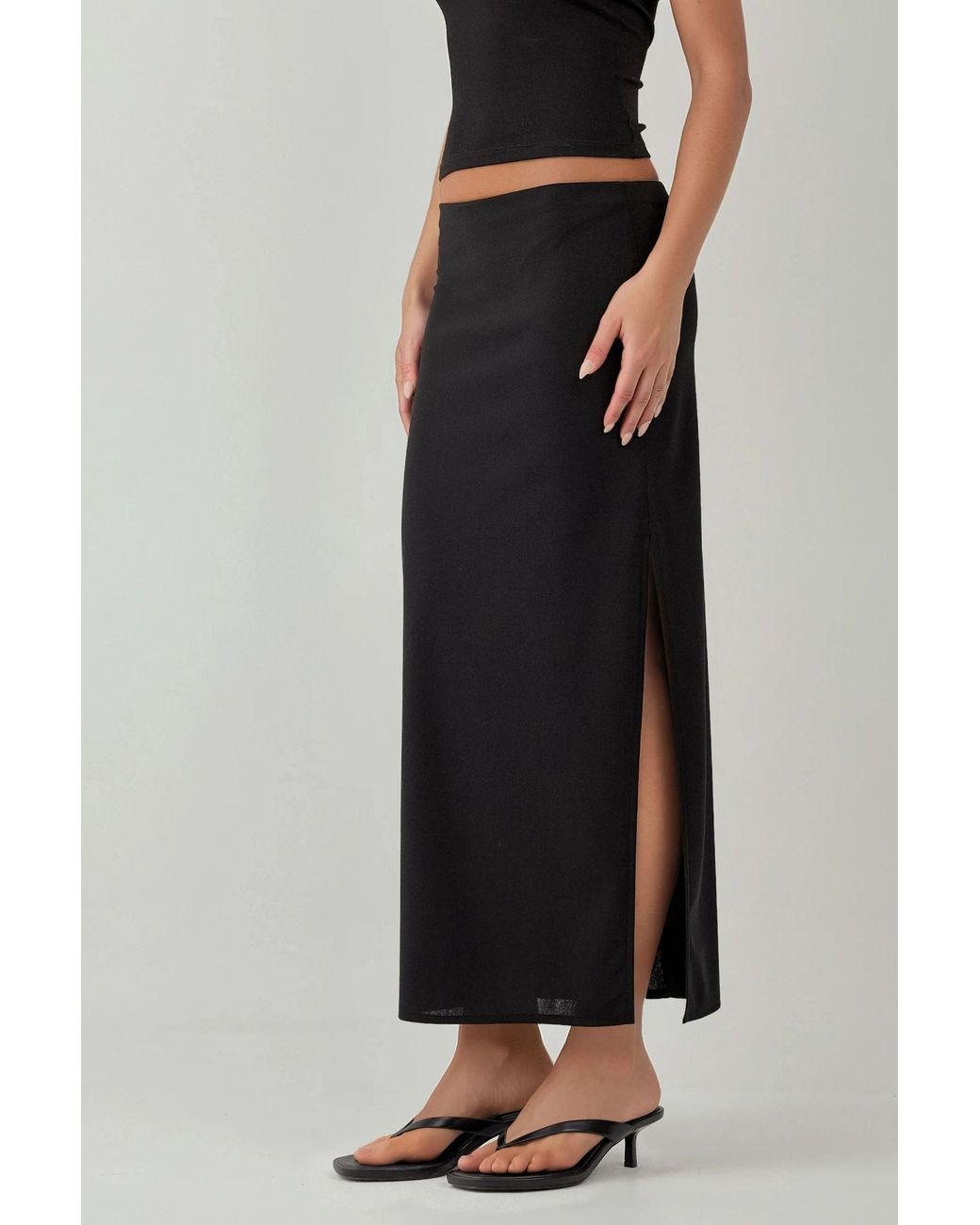 Hiccup Black Low Waist Maxi Skirt