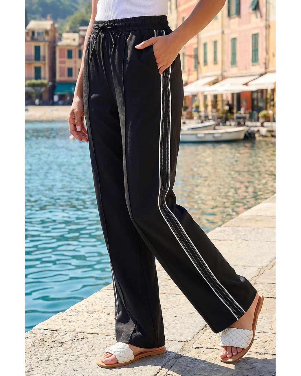 Roman Black Stitch Side Seam Trousers